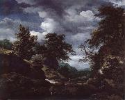 Jacob van Ruisdael Hilly Wooded Landscape with Cattle china oil painting reproduction